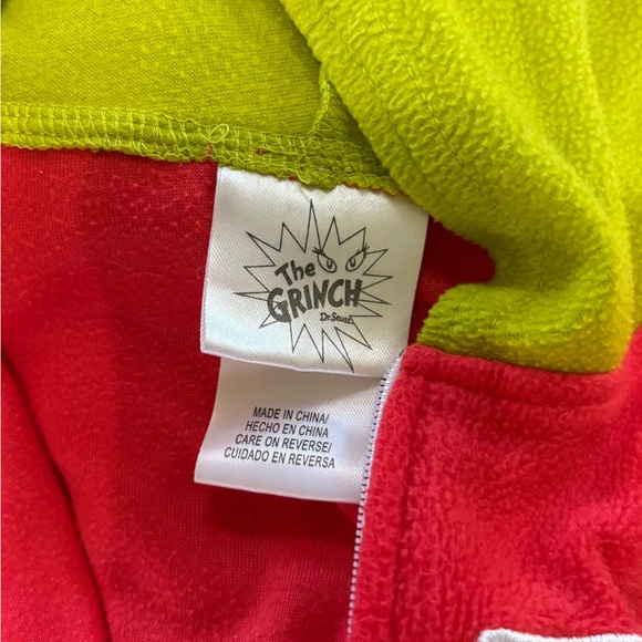 Kids Grinch Red and Green Hooded Onesie - Picture 3 of 4